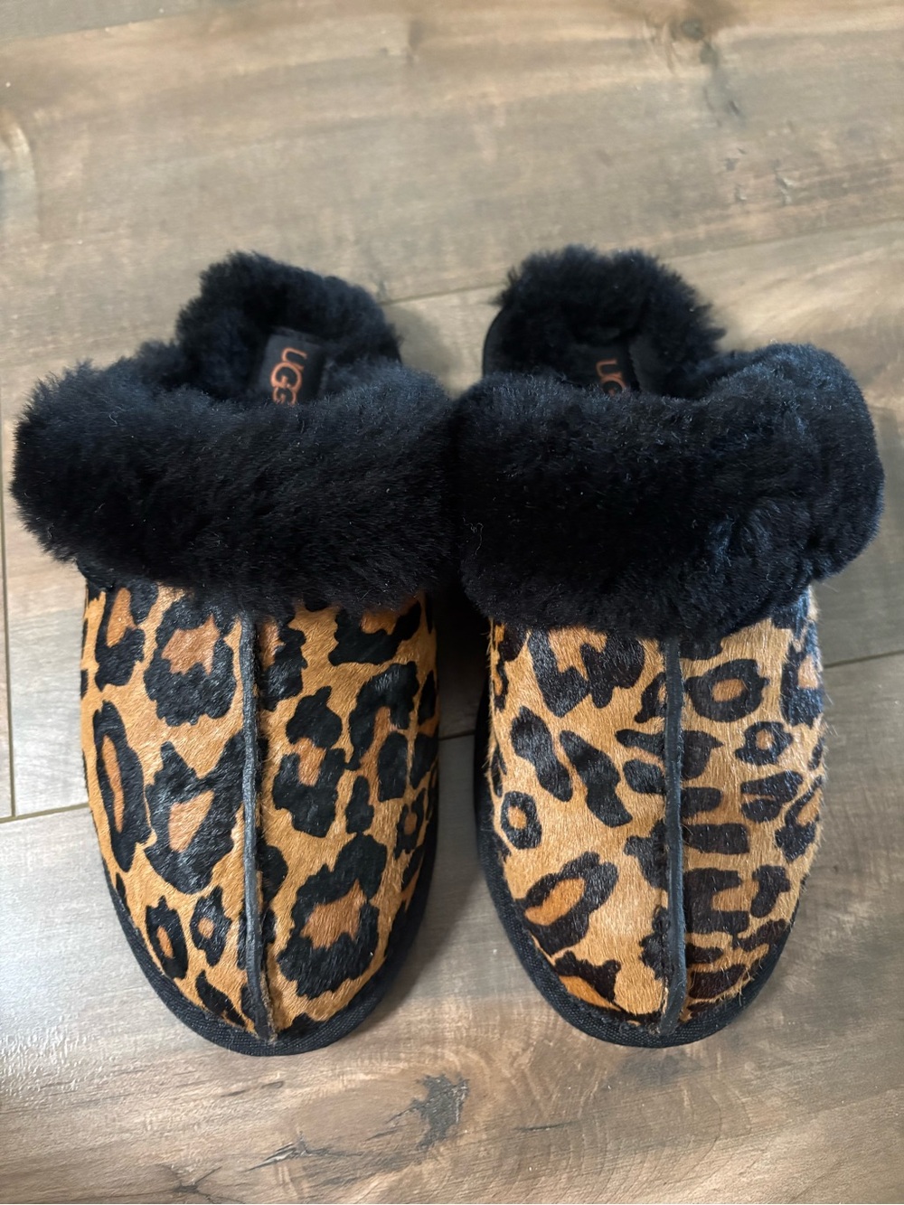 UGG Women's Scuffette II Slippers in a Panther Print Calf Hair Size 6 NWOB